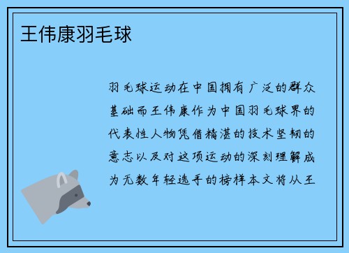 王伟康羽毛球